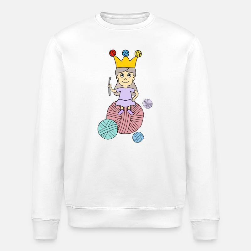 Kleine Strickkönigin mit Garnkugel - Stanley/Stella Unisex Bio-Sweatshirt ROLLER - Weiß