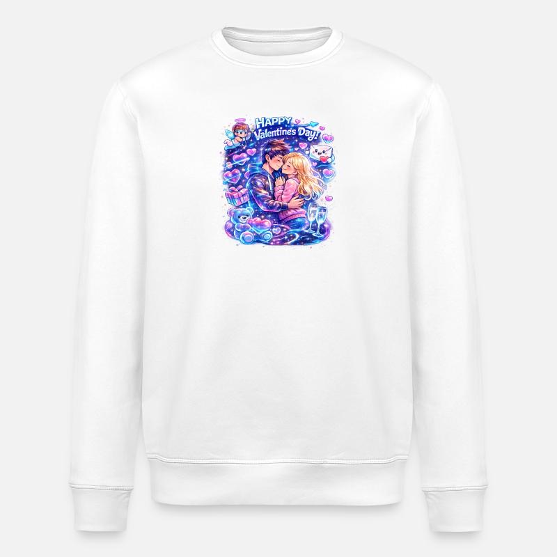 Valentinstar Duo im Sternenglanz - Stanley/Stella Unisex Bio-Sweatshirt ROLLER - Weiß