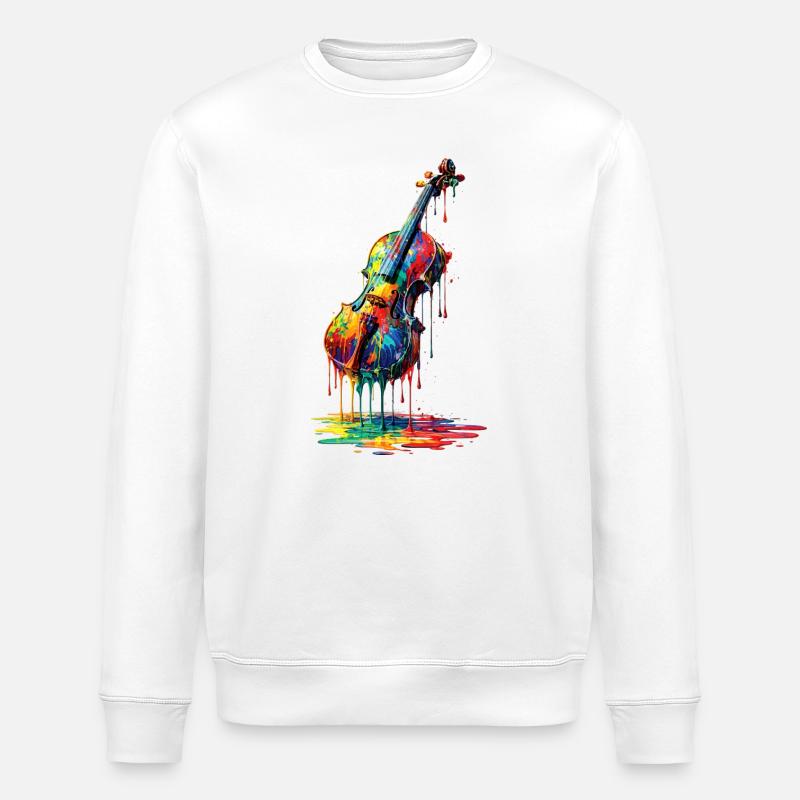 Violin with dripping paint - Stanley/Stella ROLLER Unisex Organic Sweatshirt - white