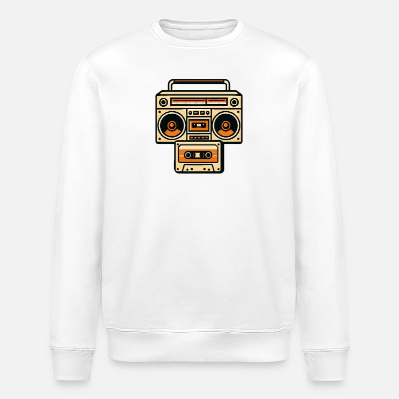 Graphique rétro Boombox orange - Sweat bio ROLLER Stanley/Stella Unisexe - blanc