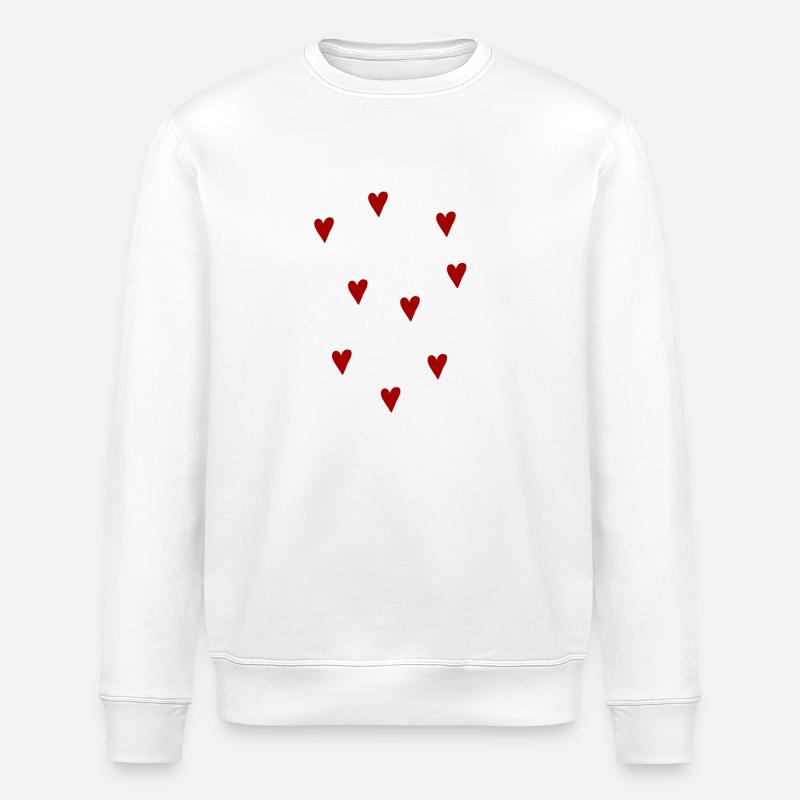 Kleine rote Herzen - Stanley/Stella Unisex Bio-Sweatshirt ROLLER - Weiß