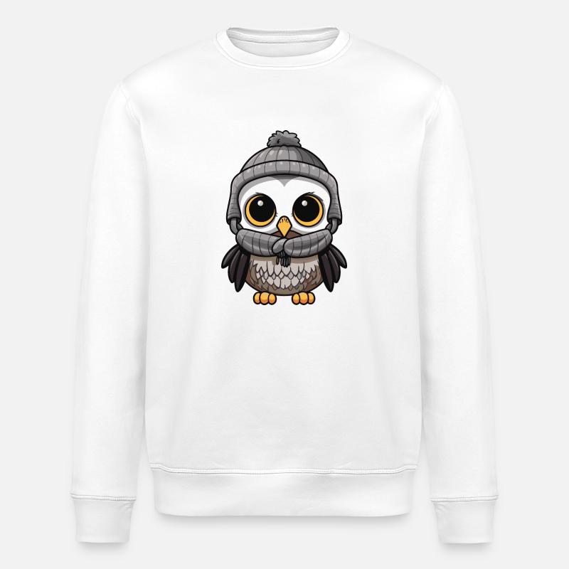 Eule Winter Cozy - Stanley/Stella Unisex Bio-Sweatshirt ROLLER - Weiß