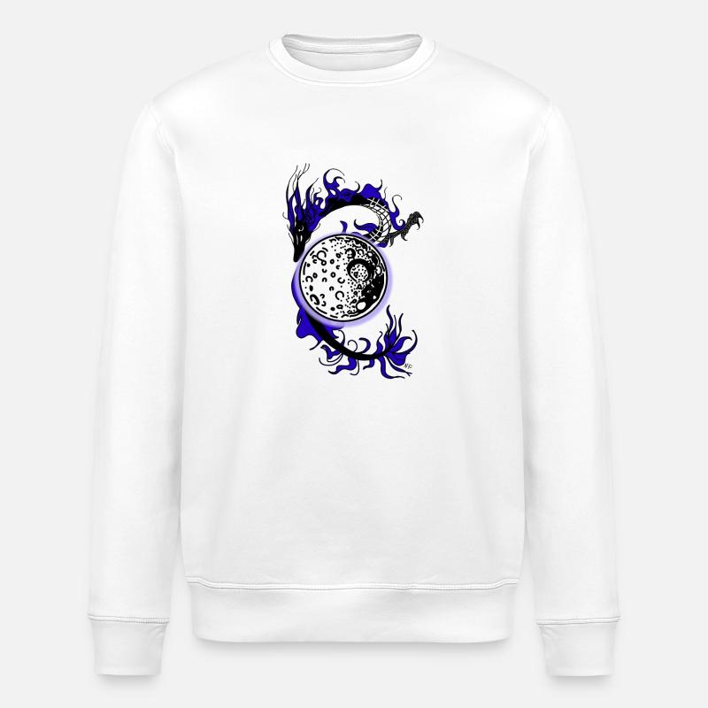 Drache mit Mond - Stanley/Stella Unisex Bio-Sweatshirt ROLLER - Weiß
