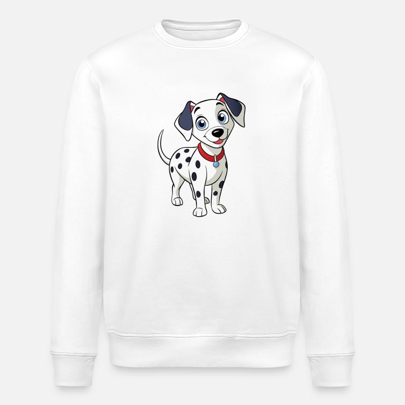 Curious Dalmatian Tilted Head Design - Stanley/Stella ROLLER Unisex Organic Sweatshirt - white