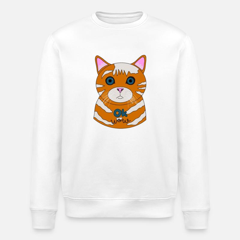 Chat étonné Ok Wow - Sweat bio ROLLER Stanley/Stella Unisexe - blanc