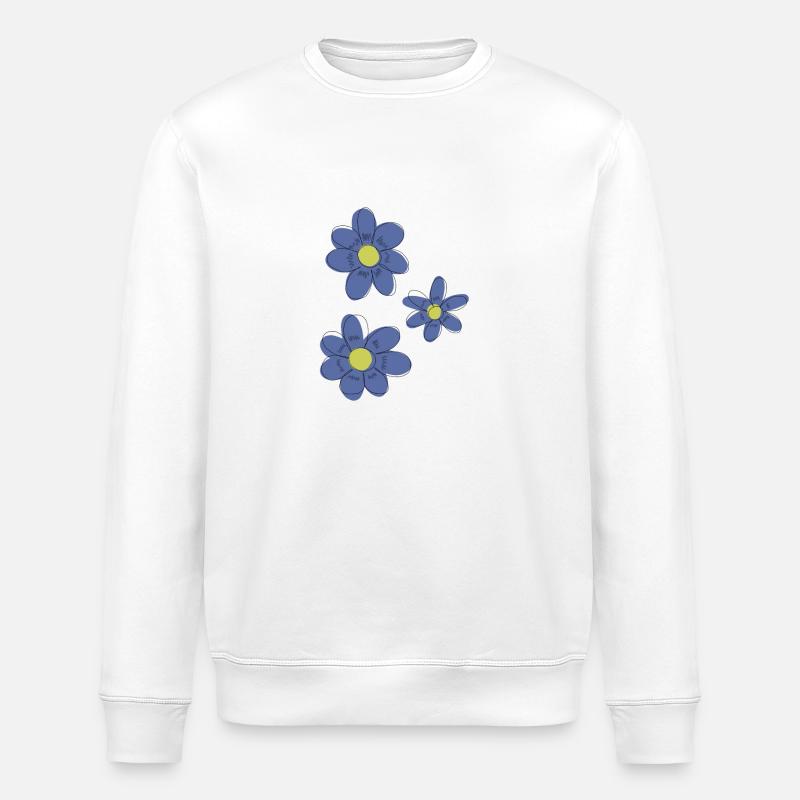 Fleurs bleues - Sweat bio ROLLER Stanley/Stella Unisexe - blanc
