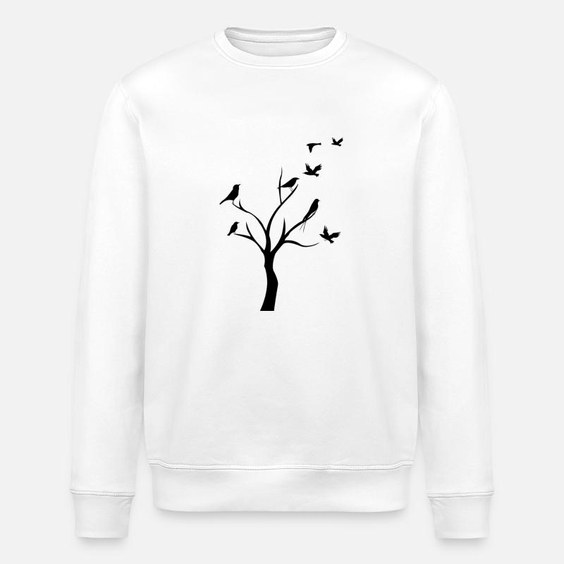 birds in tree - Stanley/Stella ROLLER Unisex Organic Sweatshirt - white