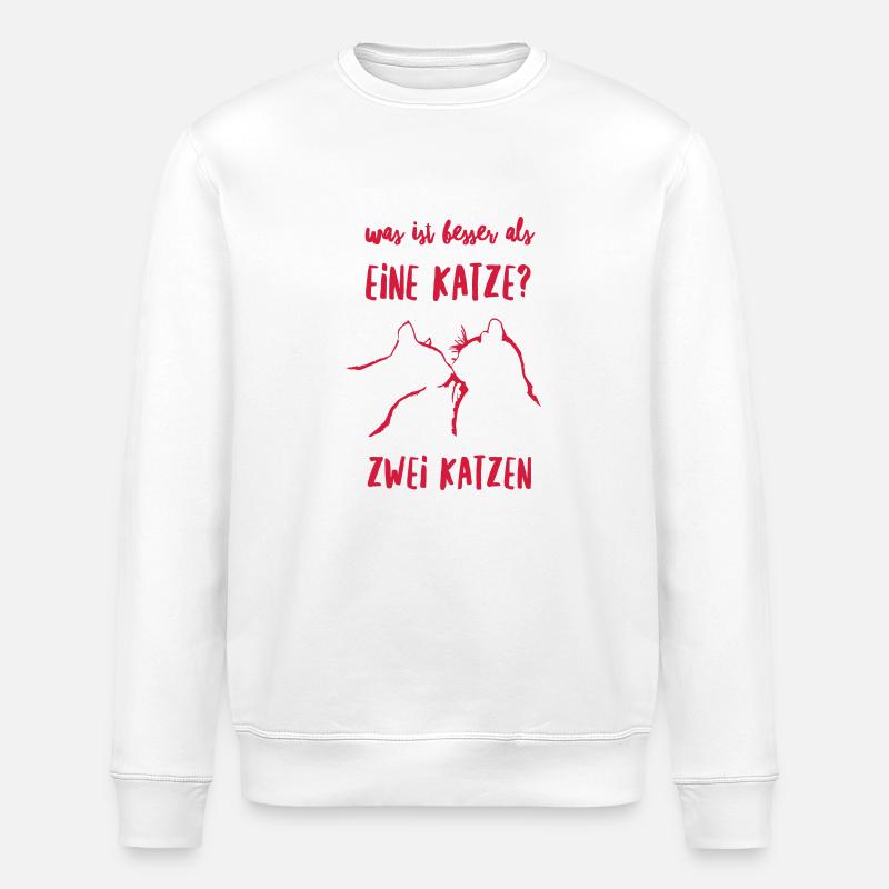 Zwei Katzen Kuss - Stanley/Stella Unisex Bio-Sweatshirt ROLLER - Weiß