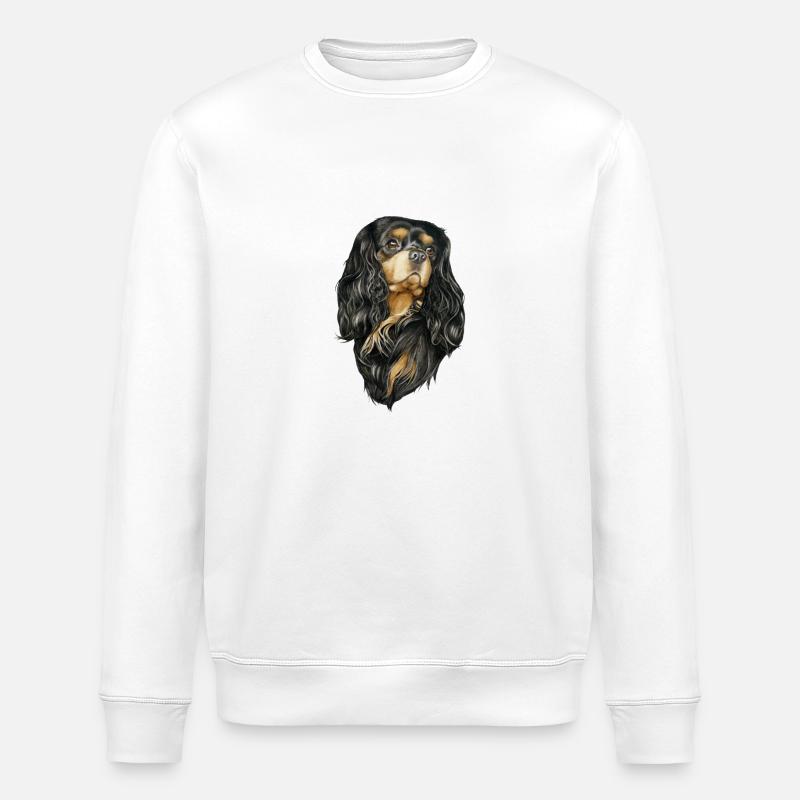 Black and Tan Cavalier - Stanley/Stella ROLLER Unisex Organic Sweatshirt - white