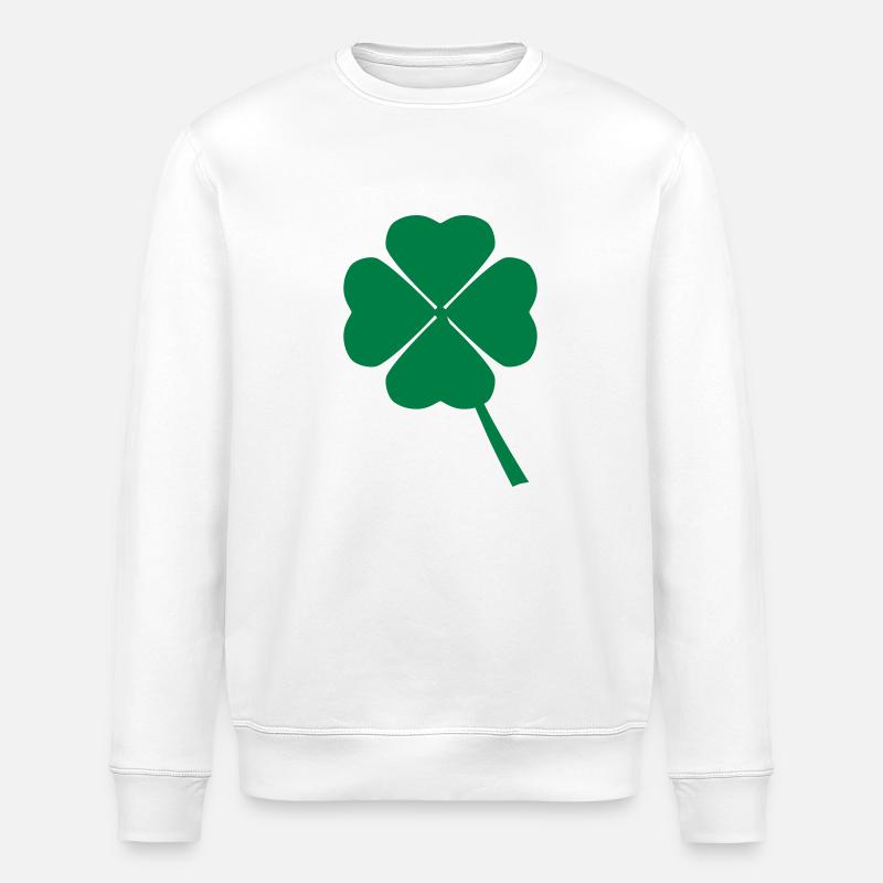 Kleeblatt mit 4 Blättern - Stanley/Stella Unisex Bio-Sweatshirt ROLLER - Weiß