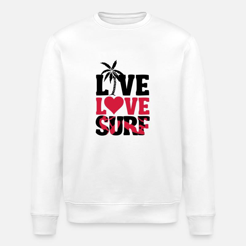 Live, Love, Surf - Stanley/Stella Unisex Bio-Sweatshirt ROLLER - Weiß