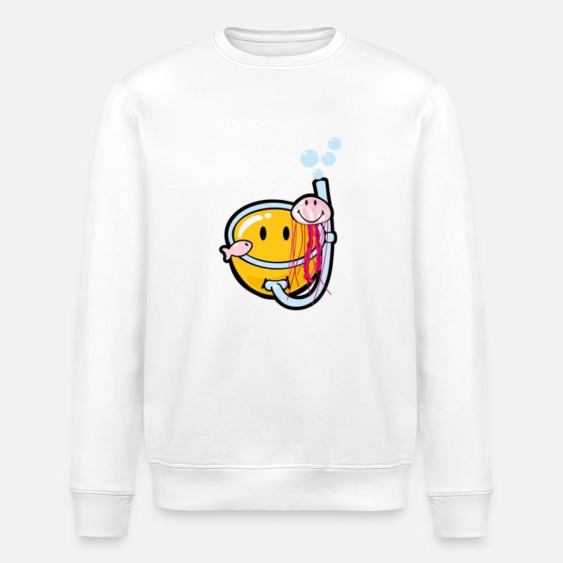 Smiley Snorkeling - Stanley/Stella Unisex Bio-Sweatshirt ROLLER - Weiß