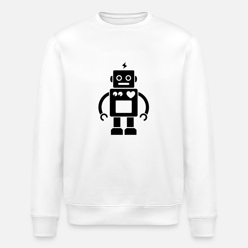 Robot #2_1c - Stanley/Stella ROLLER Unisex Organic Sweatshirt - white