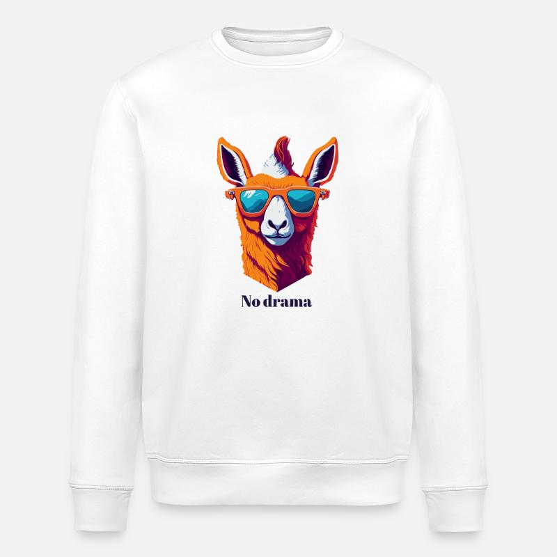 Retro Lama Vibes - Stanley/Stella Unisex Bio-Sweatshirt ROLLER - Weiß