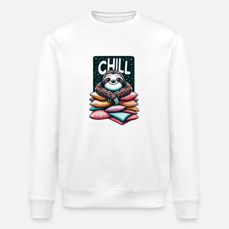 Chill Sloth - Stanley/Stella ROLLER Unisex Organic Sweatshirt - white