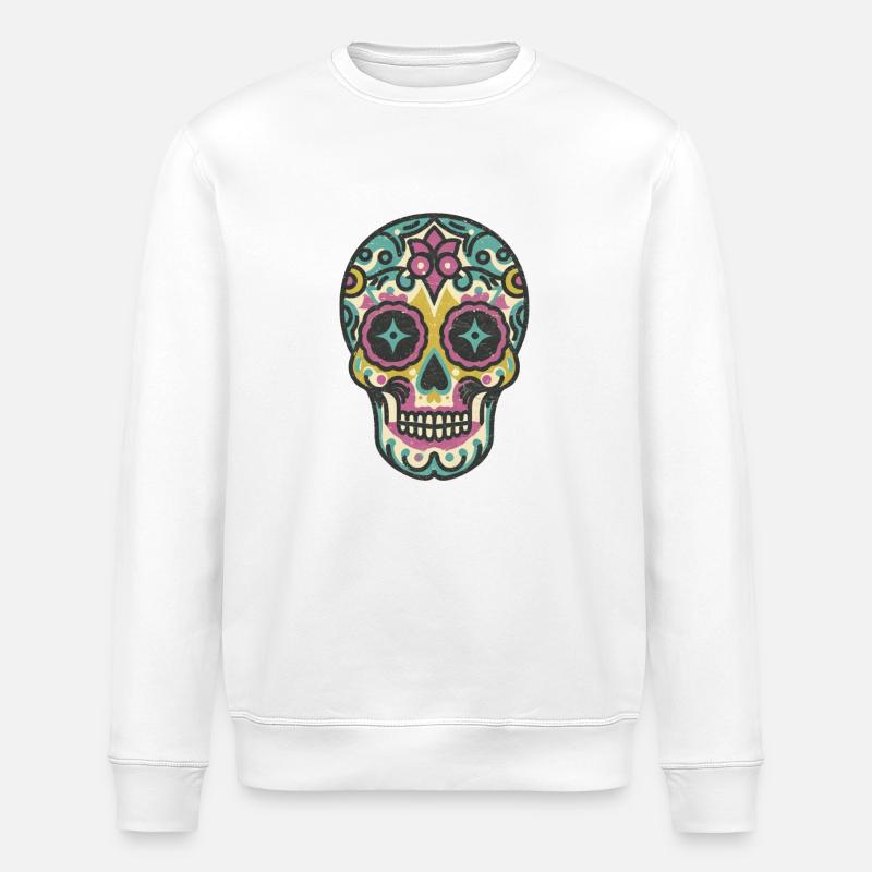 Crâne rétro 2 - Sweat bio ROLLER Stanley/Stella Unisexe - blanc