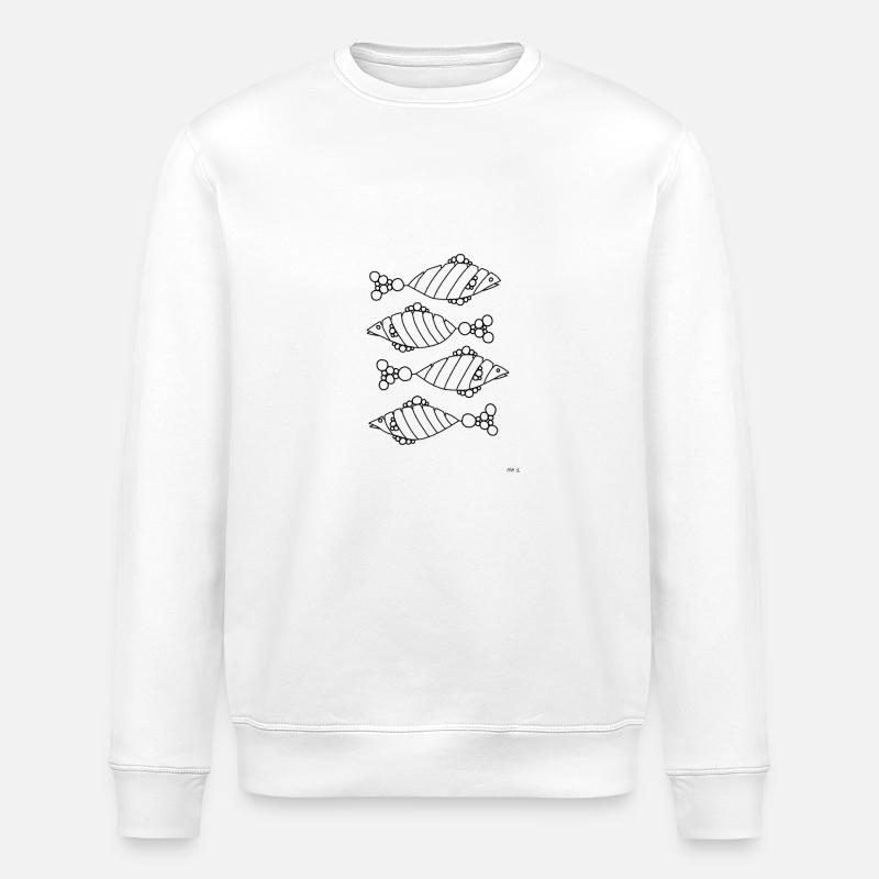 Eyecatcher Pisces Zodiac Abstract, Black - Stanley/Stella ROLLER Unisex Organic Sweatshirt - white