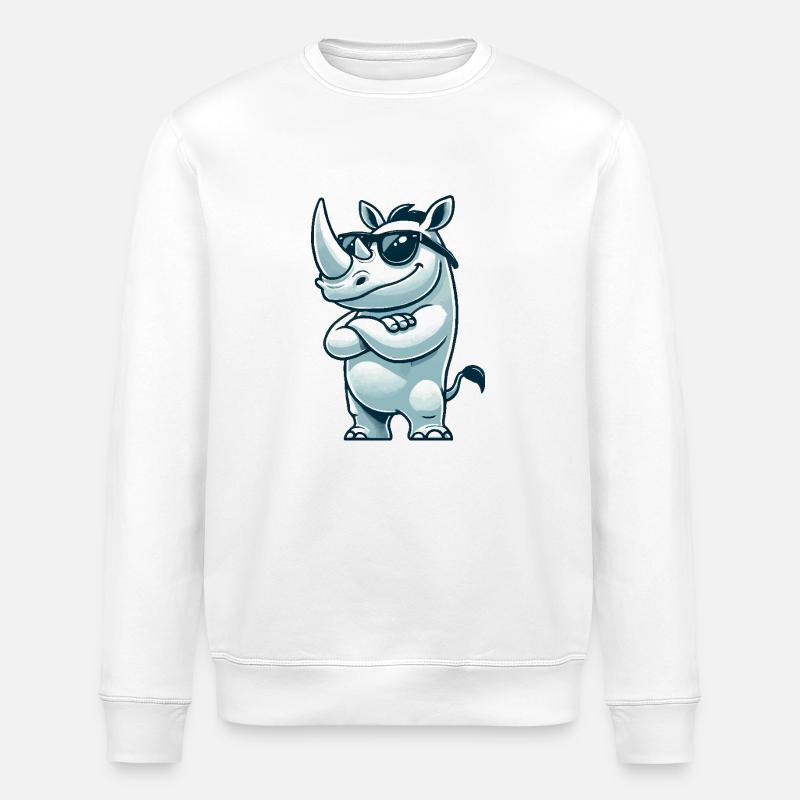 Nashorn Comic Sonnenbrille - Stanley/Stella Unisex Bio-Sweatshirt ROLLER - Weiß