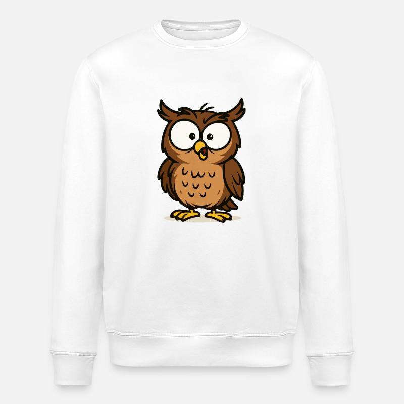 eule comic 1 - Stanley/Stella Unisex Bio-Sweatshirt ROLLER - Weiß