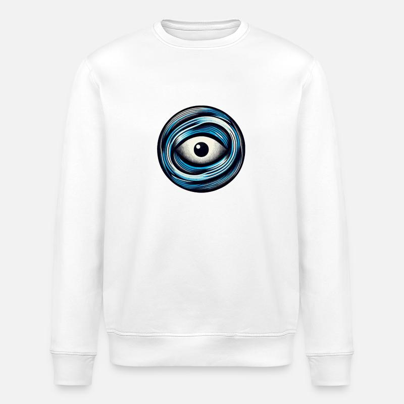 Oceanic Gauze: Retro Risograph Eye - Stanley/Stella ROLLER Unisex Organic Sweatshirt - white