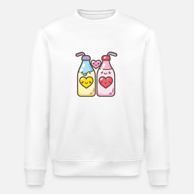 Milch Paar Liebe Herz Lustig - Stanley/Stella Unisex Bio-Sweatshirt ROLLER - Weiß