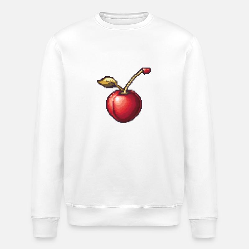 Cherry Pixel Icon - Stanley/Stella ROLLER Unisex Organic Sweatshirt - white