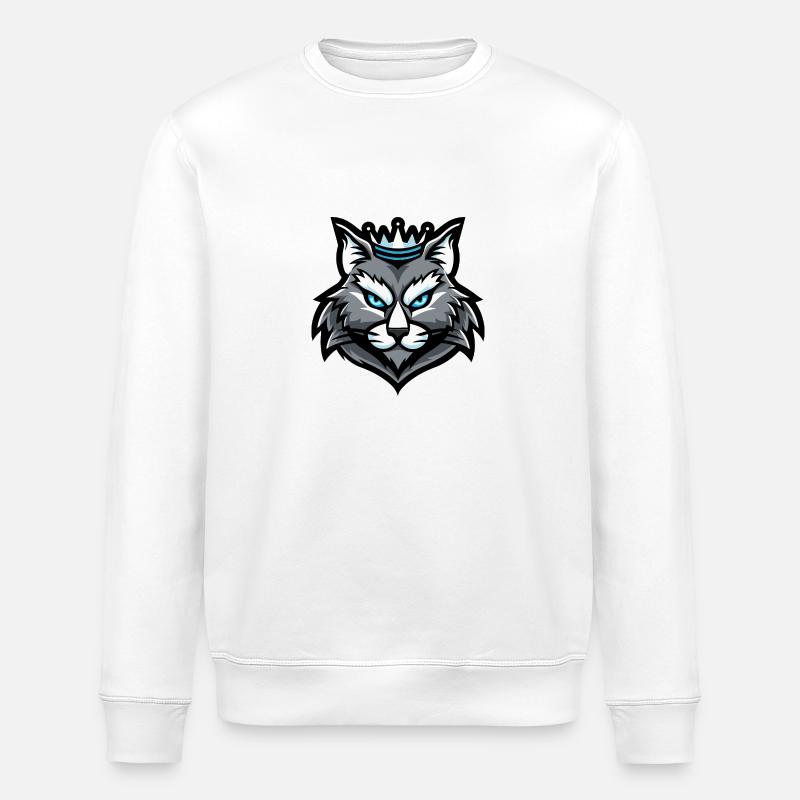 Katze Kopf Krone - Stanley/Stella Unisex Bio-Sweatshirt ROLLER - Weiß