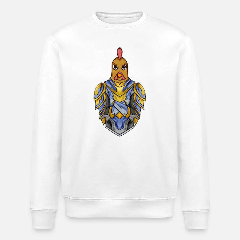 Knight Chicken with Armor Crusader - Stanley/Stella ROLLER Unisex Organic Sweatshirt - white