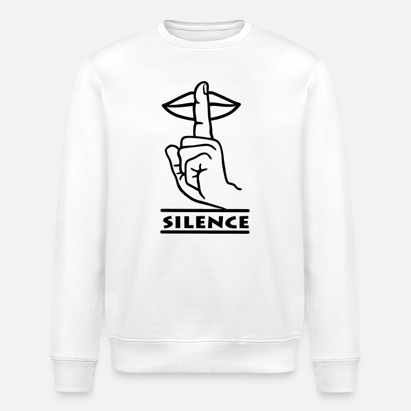 Hand mit Finger Stille Handgeste 'STILLE' - Stanley/Stella Unisex Bio-Sweatshirt ROLLER - Weiß