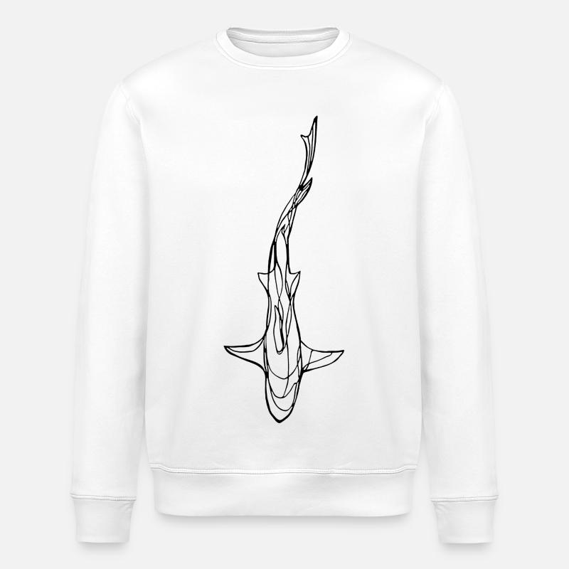 Schwarze Hai-Silhouette - Stanley/Stella Unisex Bio-Sweatshirt ROLLER - Weiß