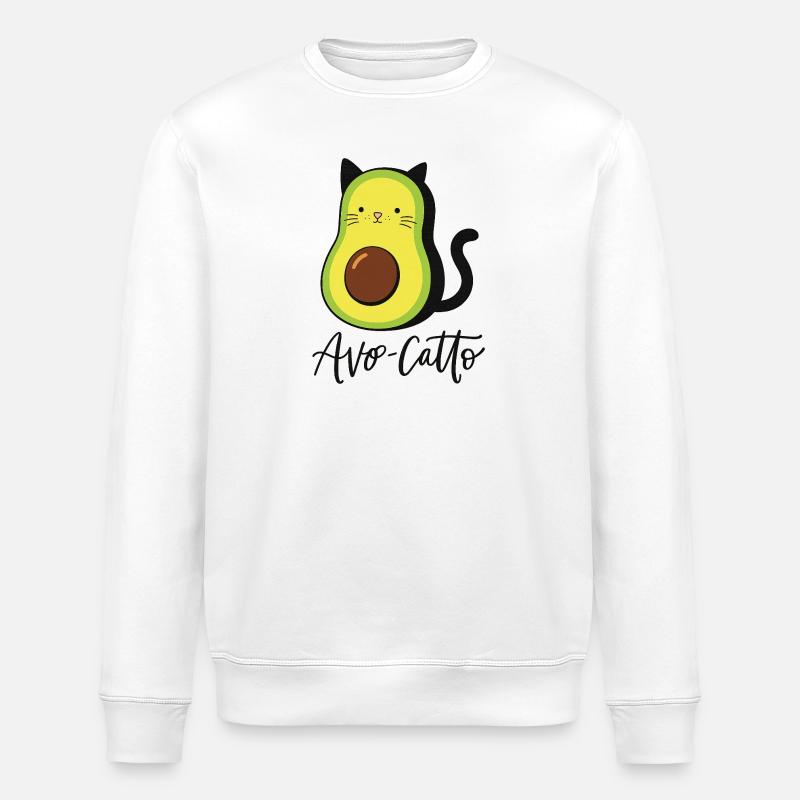 Avocado Katze - Stanley/Stella Unisex Bio-Sweatshirt ROLLER - Weiß