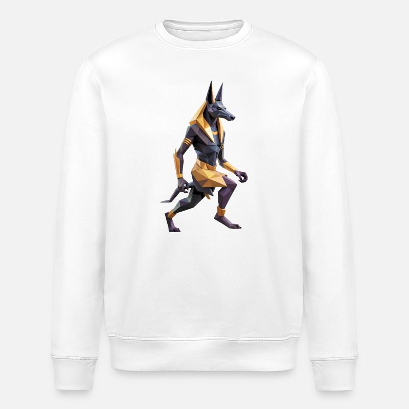 Anubis - Cool Low Poly Logo - Stanley/Stella ROLLER Unisex Organic Sweatshirt - white