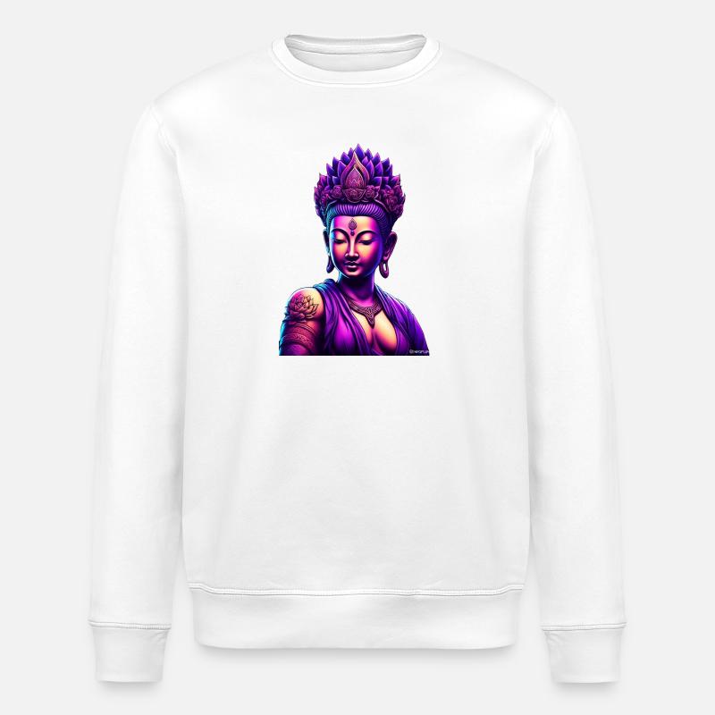 Bouddha néon avec couronne de lotus - Sweat bio ROLLER Stanley/Stella Unisexe - blanc