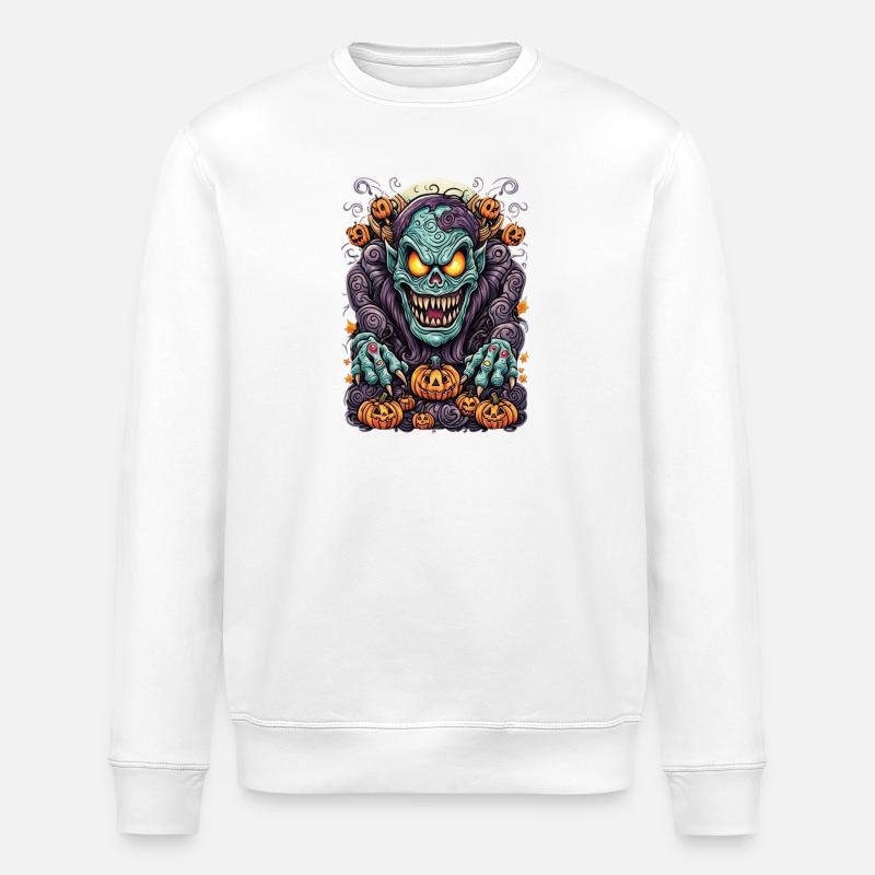 Sinister Halloween Hell Creature - Stanley/Stella ROLLER Unisex Organic Sweatshirt - white