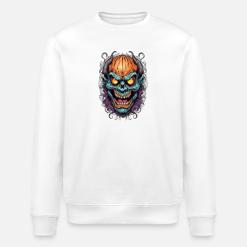 Dämonische Neonmaske - Stanley/Stella Unisex Bio-Sweatshirt ROLLER - Weiß
