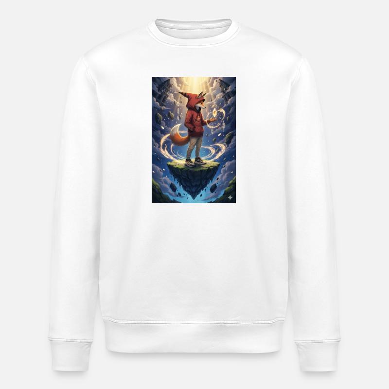 Renard en cristal d’île flottante - Sweat bio ROLLER Stanley/Stella Unisexe - blanc