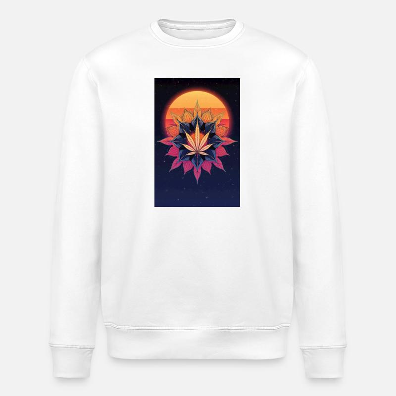 Sonnenmandala Cannabisblatt - Stanley/Stella Unisex Bio-Sweatshirt ROLLER - Weiß