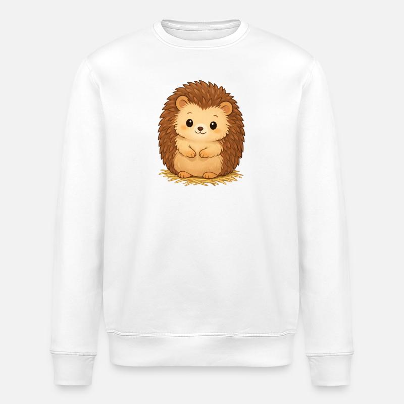 Kuscheliger Igel auf Heu - Stanley/Stella Unisex Bio-Sweatshirt ROLLER - Weiß