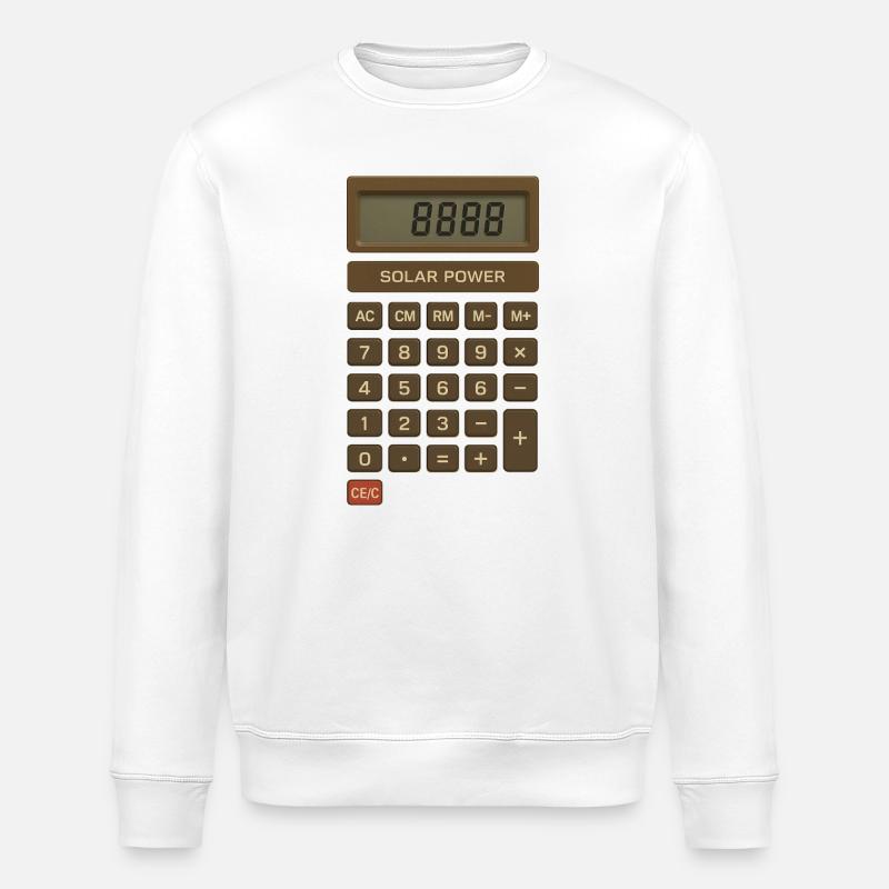 Solar Power Calculator Retro - Stanley/Stella ROLLER Unisex Organic Sweatshirt - white