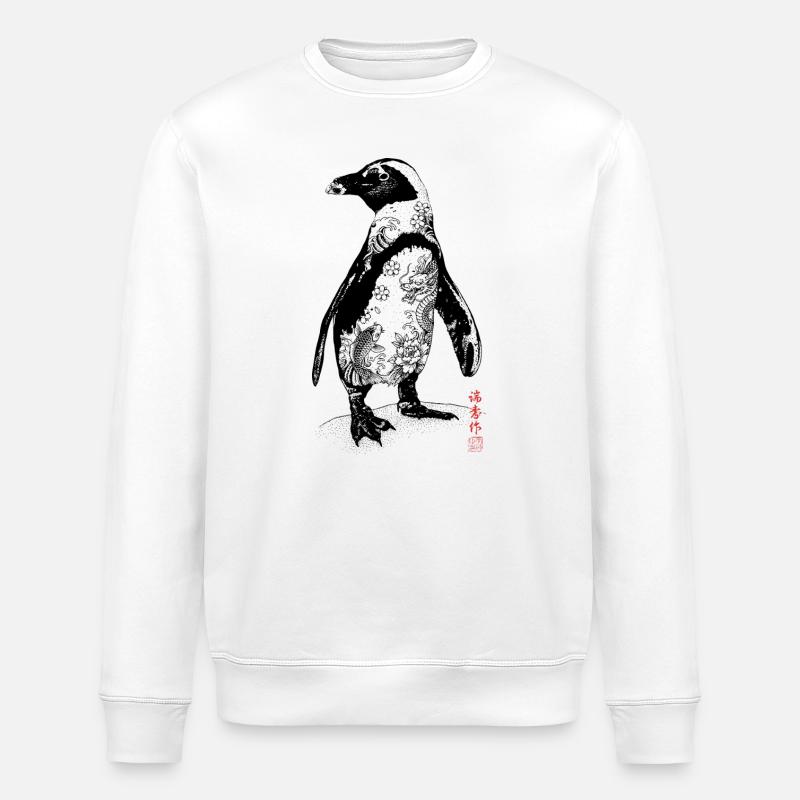 Tattoo Kunst Pinguin - Stanley/Stella Unisex Bio-Sweatshirt ROLLER - Weiß