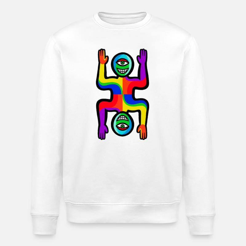 Regenbogen-Zwei-Gesichter-Figur - Stanley/Stella Unisex Bio-Sweatshirt ROLLER - Weiß