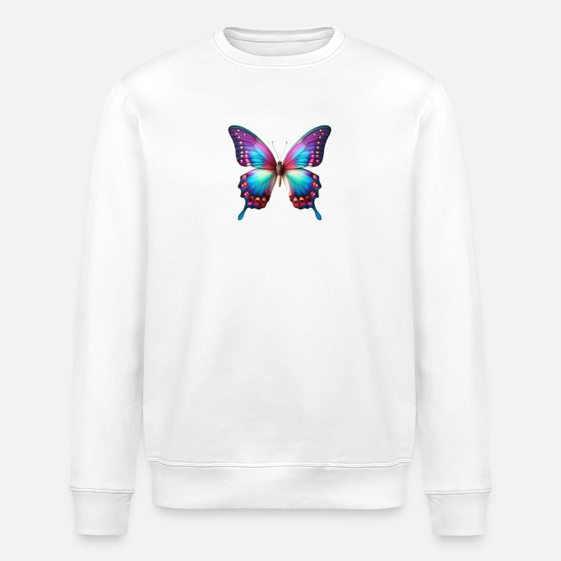 Neon Schmetterling Farbexplosion Flügelkunst - Stanley/Stella Unisex Bio-Sweatshirt ROLLER - Weiß