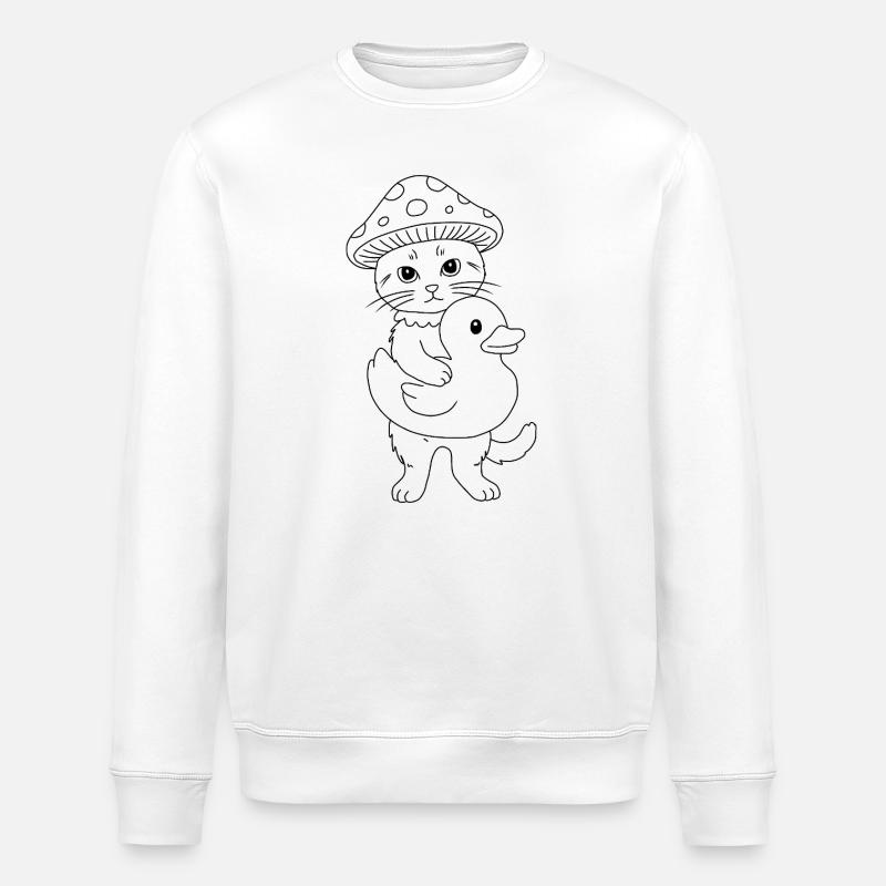 chat champignon avec canard - Sweat bio ROLLER Stanley/Stella Unisexe - blanc