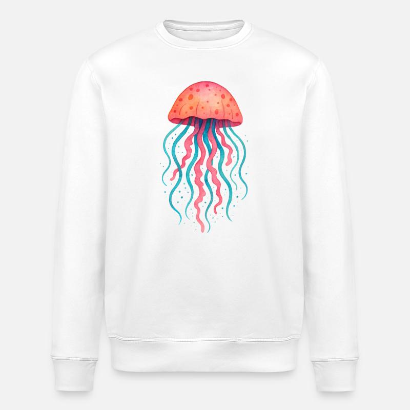 Neon-Quallen-Aquarell - Stanley/Stella Unisex Bio-Sweatshirt ROLLER - Weiß