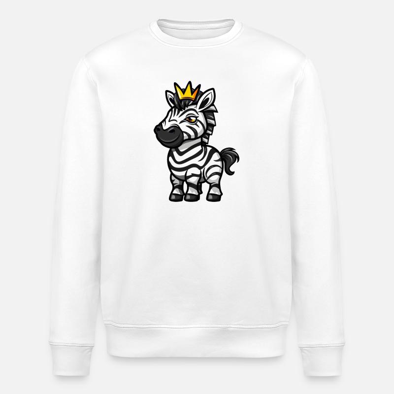 Zebra Cartoon Krone - Stanley/Stella Unisex Bio-Sweatshirt ROLLER - Weiß