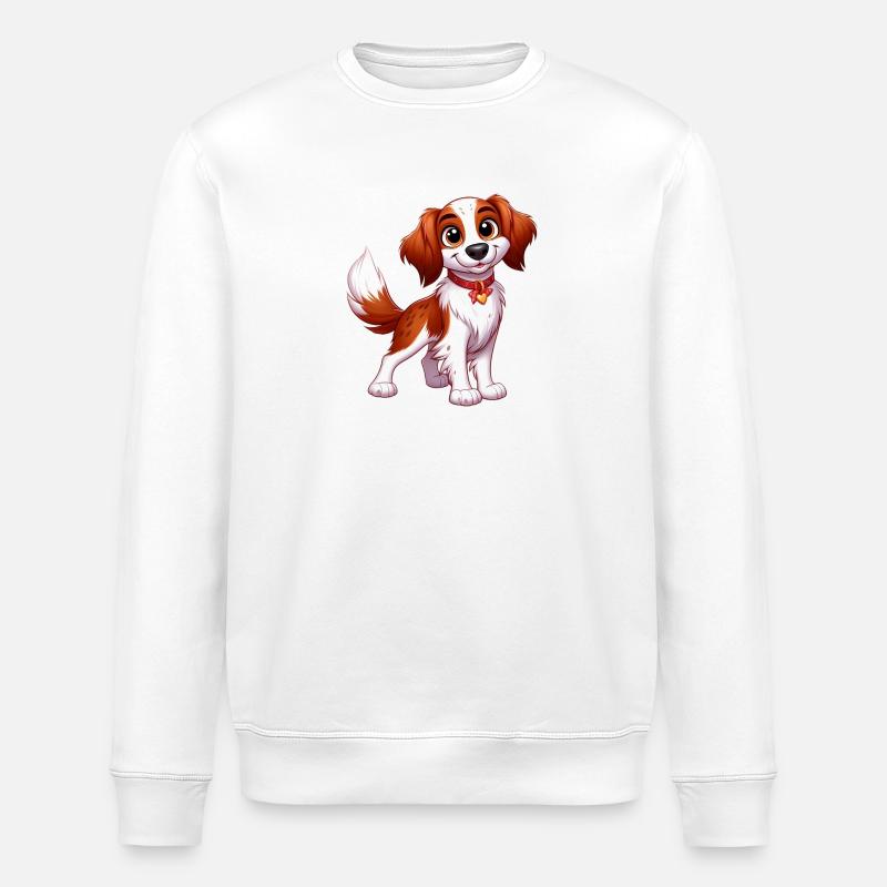 Brittany Spaniel 5 - Stanley/Stella ROLLER Unisex Organic Sweatshirt - white