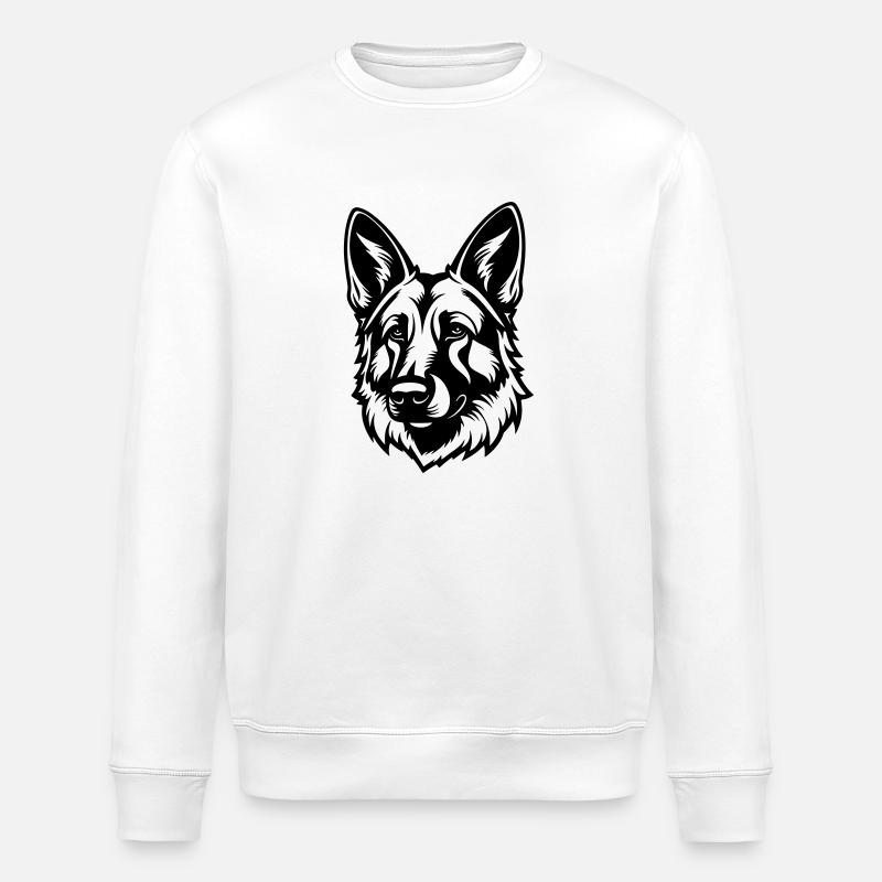 Schäferhund Hund Kopf - Stanley/Stella Unisex Bio-Sweatshirt ROLLER - Weiß