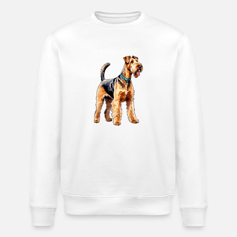 Airedale Terrier Aquarelle - Sweat bio ROLLER Stanley/Stella Unisexe - blanc