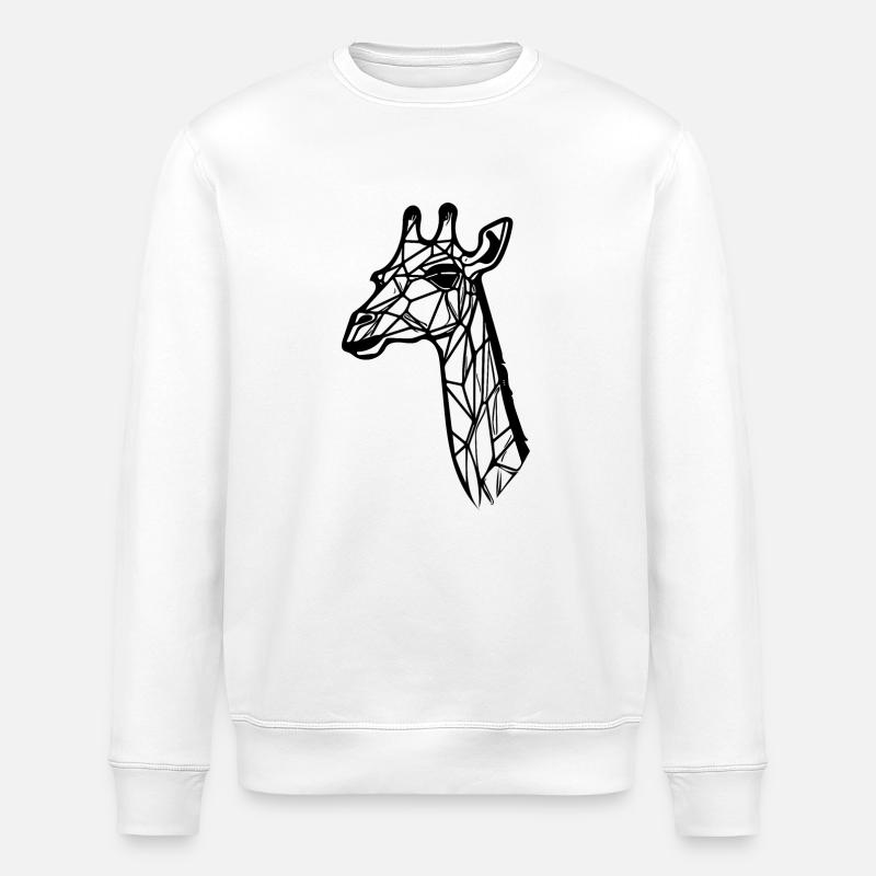 Slender Giraffe Geometric Lines Style - Stanley/Stella ROLLER Unisex Organic Sweatshirt - white