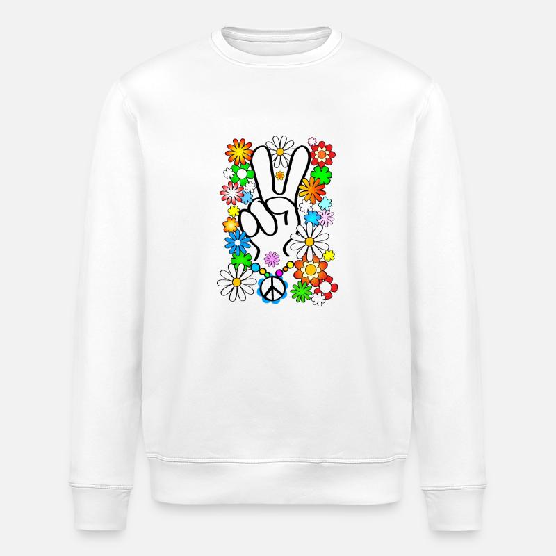 Flower Power & Paix 1 - Sweat bio ROLLER Stanley/Stella Unisexe - blanc